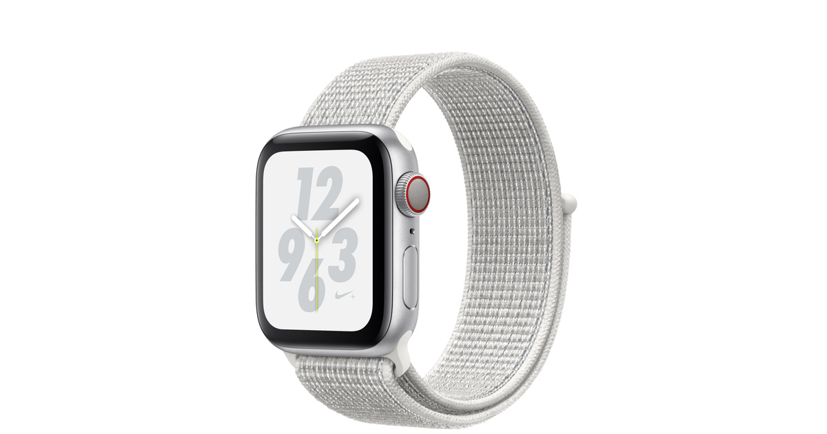 Apple Watch Nike+ Series 4 GPS + Cellular, 40mm Silver Aluminum Case with Summit White Nike