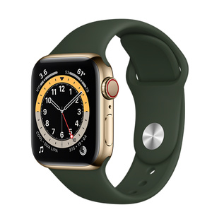 Apple Watch Series 6（GPS + Cellularモデル）- 40mmゴールドステンレススチールケースとキプロスグリーンスポーツバンド  [整備済製品] - Apple（日本）