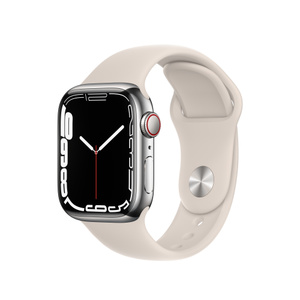 Apple Watch Series 7（GPS + Cellularモデル）- 41mmシルバーステンレススチールケースとスターライトスポーツバンド  [整備済製品] - Apple（日本）