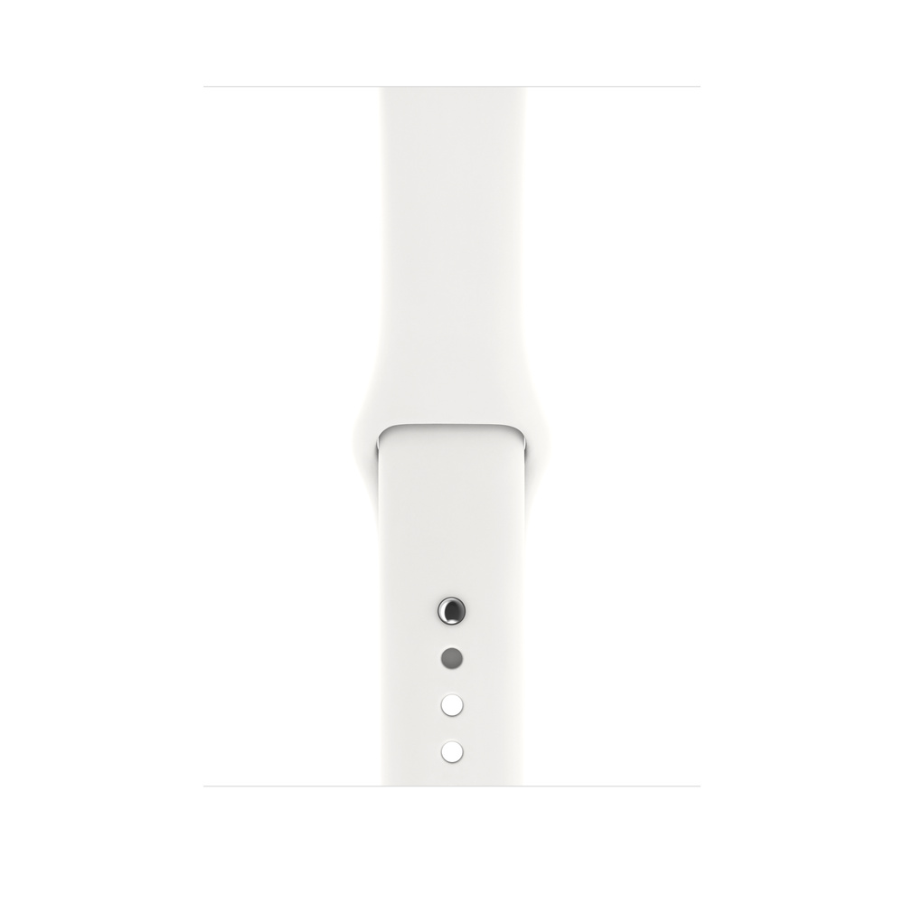 Refurbished Apple Watch Series 3 GPS + Cellular, 42mm Stainless Steel Case  with Soft White Sport Band