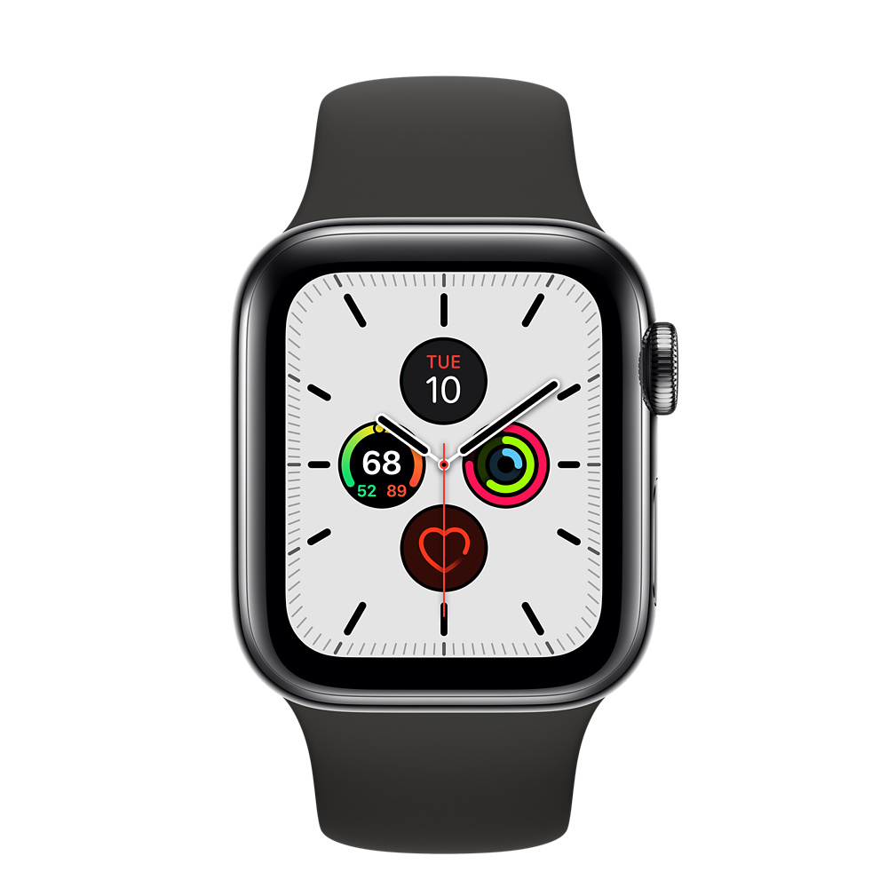 Refurbished Apple Watch Series 5 GPS + Cellular, 40mm, Space Black  Stainless Steel Case with Black Sport Band