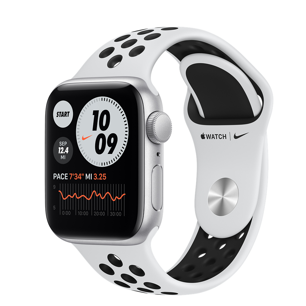 Apple Watch Nike SE（GPSモデル）- 40mmシルバーアルミニウムケースと 