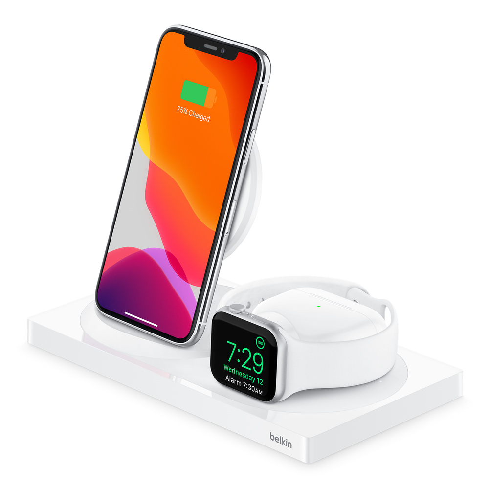 Belkin BOOST UP CHARGE 3-in-1 draadloze oplader voor iPhone + Watch + AirPods – Wit - Apple (NL)