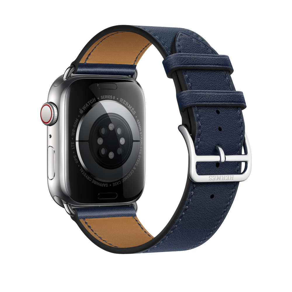Apple Watch Hermès - 45mm Navy Swift Leather Single Tour - Apple