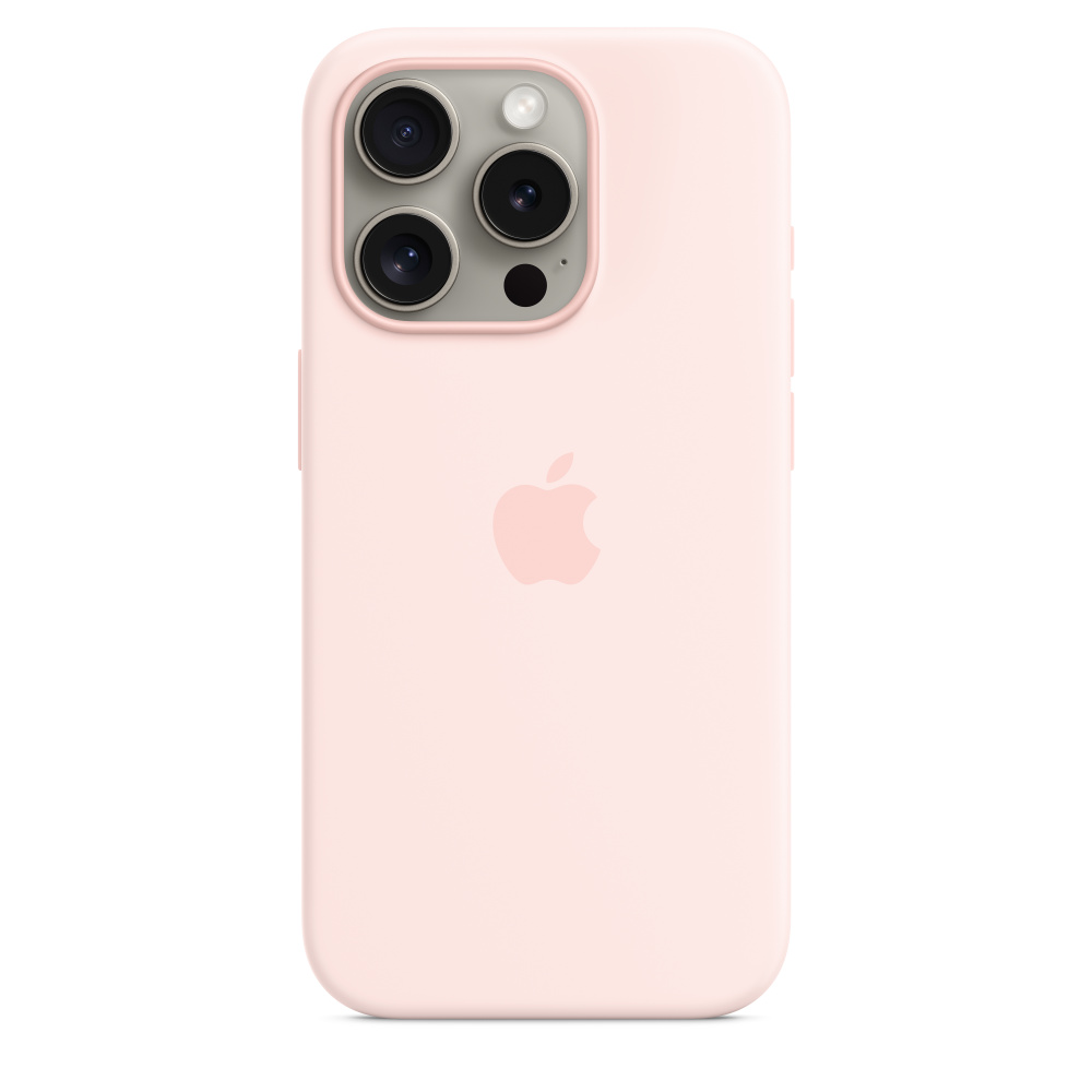 Coque en silicone avec Cordon iPhone 15 Pro (rose) 