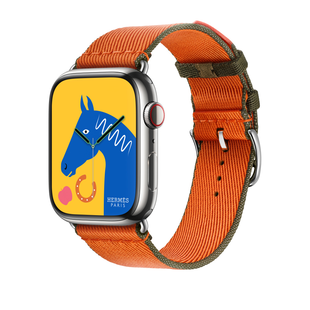 Apple Watch Hermès - 45mmケース用ツイルジャンプ（オレンジ 