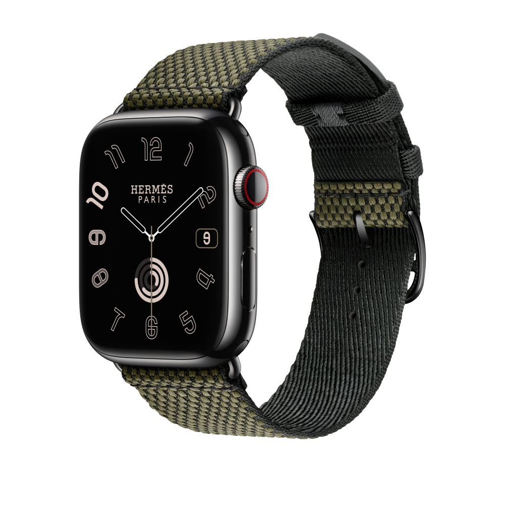 Apple Watch Hermès - 45mm Vert/Noir Toile H Single Tour - Apple