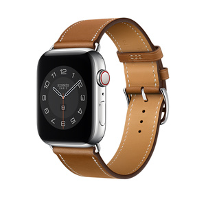 apple watch hermès stainless steel case with fauve barenia leather double tour