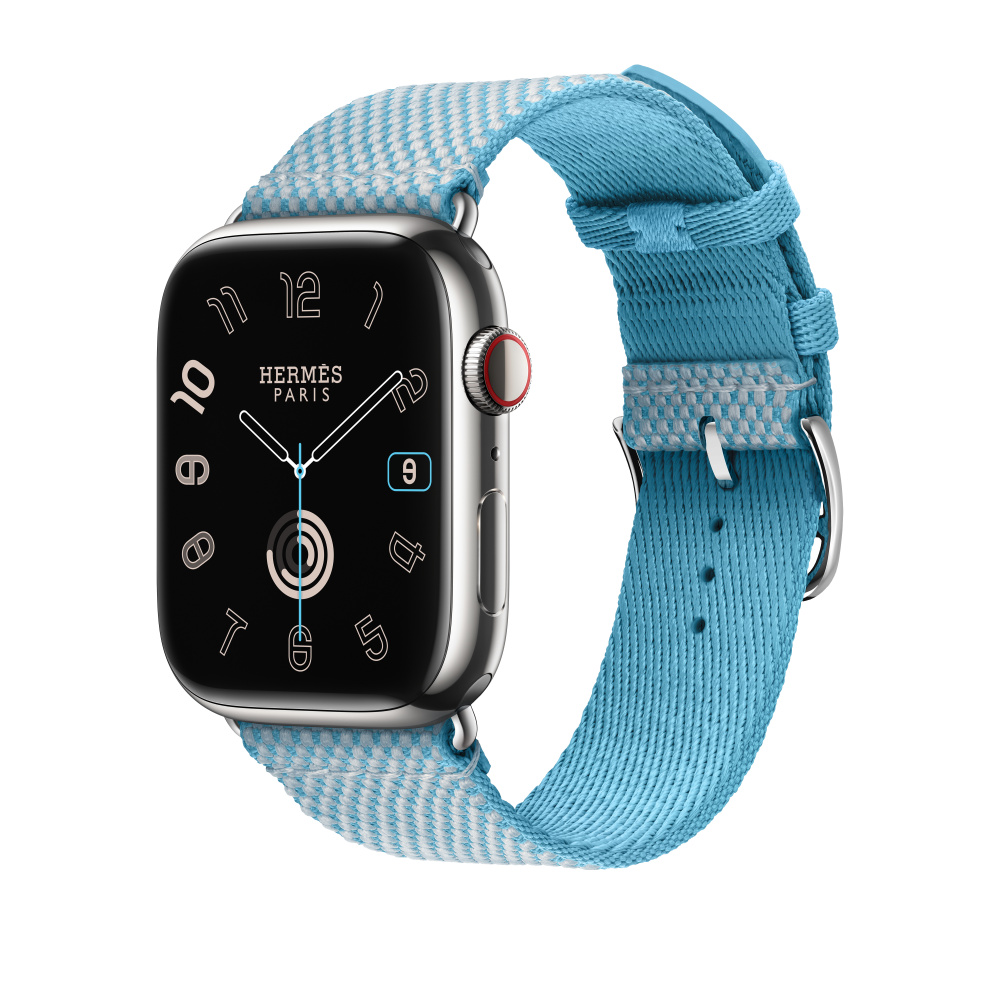 Apple Watch Hermès - 45mm Bleu Céleste/Écru Toile H Single Tour
