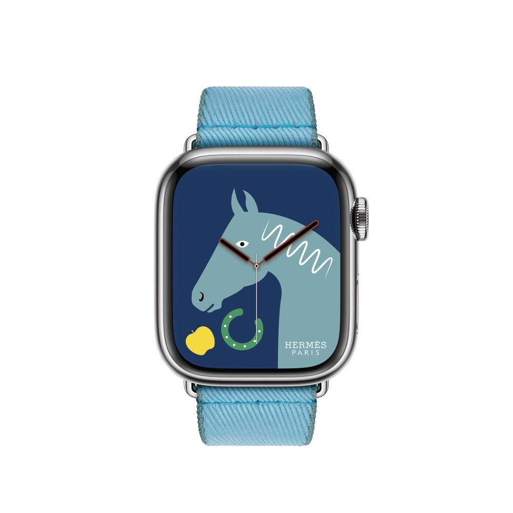Apple Watch Hermès - 41mm Bleu Céleste/Bleu Jean Twill Jump Single Tour
