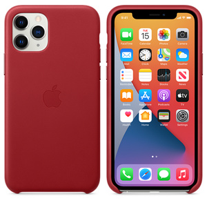 Iphone 11 Pro Leather Case Product Red Apple