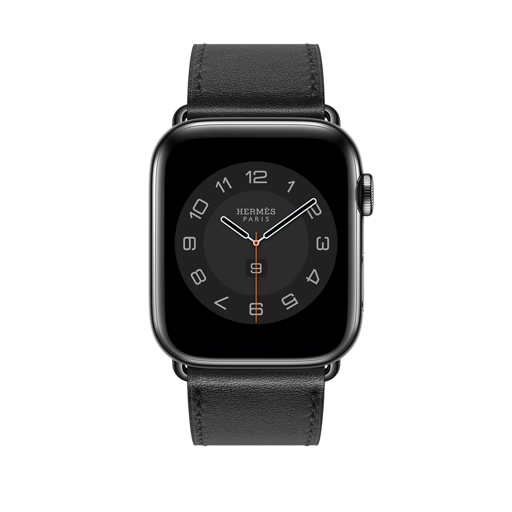 Apple Watch Hermès - 44mm Noir Swift Leather Single Tour - Apple