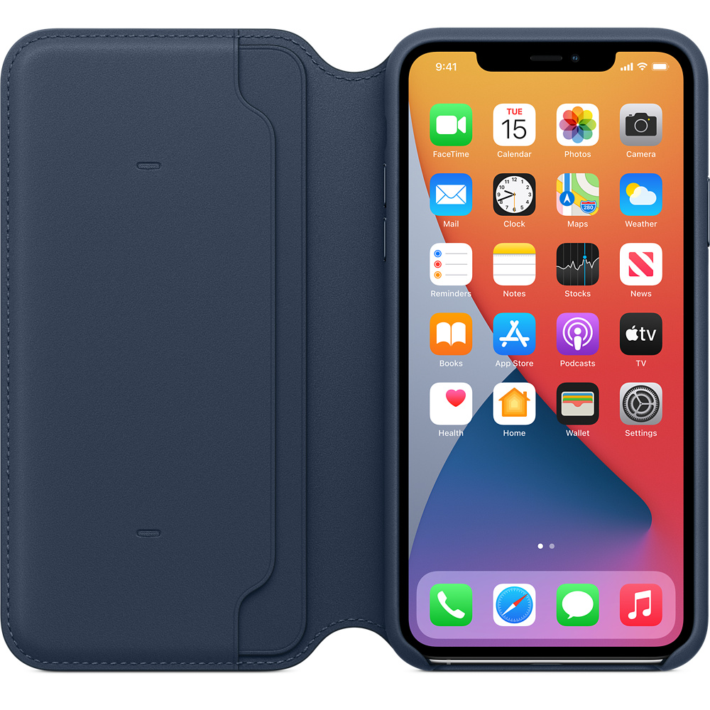 iPhone 11 Pro Max Leather Folio - Deep Sea Blue - Apple