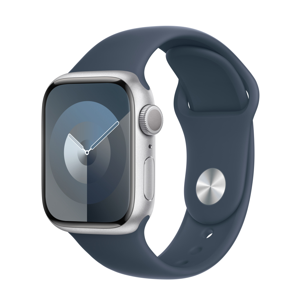 Buy Refurbished Apple Watch Series 9 GPS, 41mm Silver Aluminum Case with  S/M Storm Blue Sport Band